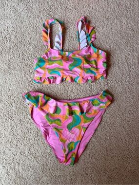 Barbie Pink Multi-Color Ruffle Bikini Set